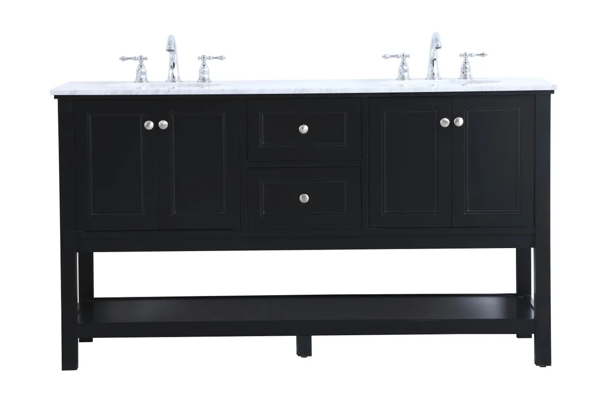 Metropolis Double Sink Bathroom Vanity Set in Black