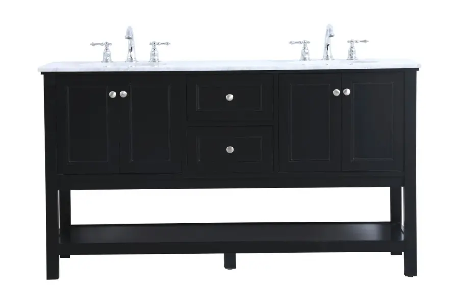 Metropolis 60" Double Sink Bathroom Vanity in Black