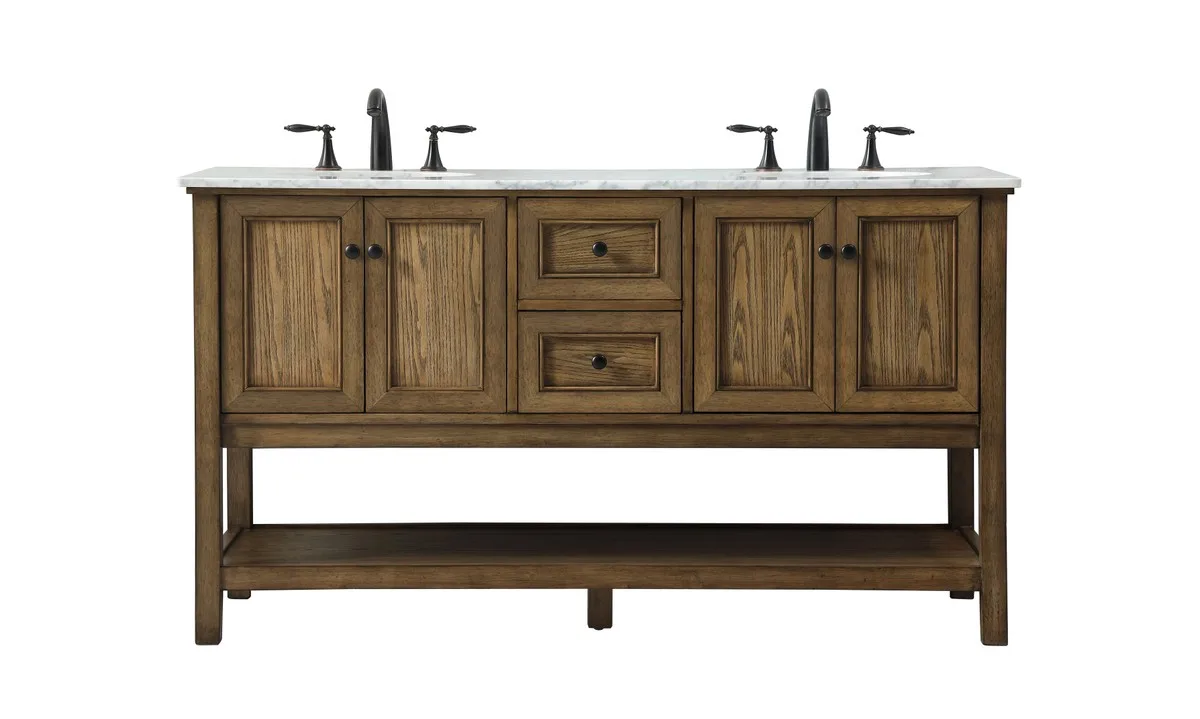 Metropolis Double Bathroom Vanity in driftwood