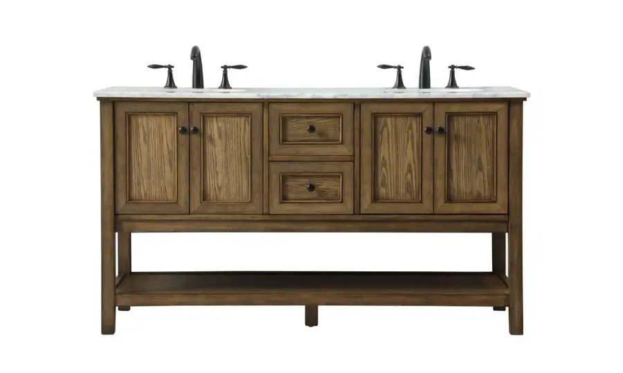 Metropolis 60" Double Bathroom Vanity in Driftwood