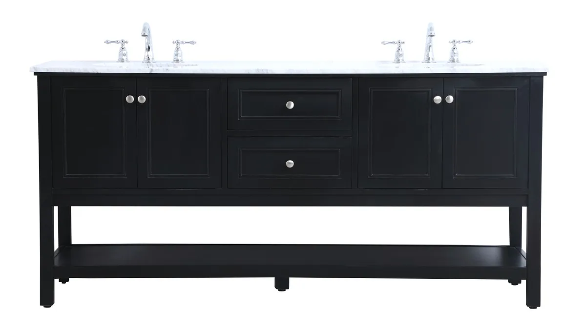 Metropolis Double Sink Bathroom Vanity Set in Black