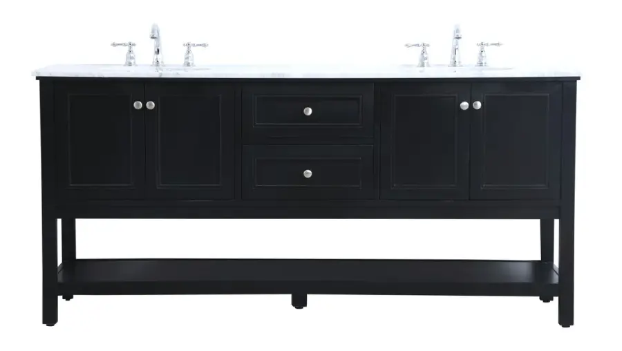 Metropolis 72" Double Sink Bathroom Vanity in Black