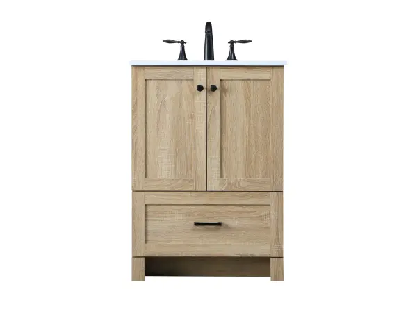 Dimensions
Length: 24"
Width: 19"
Height: 34"
Counter Top Length: 24"
Counter Top Width: 19"
Counter Top Height: 0.7"
Sink Width: 15.8"
Sink Depth: 10.9"
Sink Height: 8.25"
Sink Drain Hole Size: 1.77"
Faucet Hole Spacing: 8"3 Holes"
Specifications
Assembly Required: No
Base Material: MDF
Counter Top Edge Style: Straight
Counter Top Finish: Ivory White
Distressed Finish: NO
Drain Assembly Included: No
Faucet Included: No
Faucet Type: Widespread
Finish (Color): mango wood
Vanity Material: MDF
Hardware Finish: Black
Harware Material: Aluminum alloy
Number of Faucet Holes: 3
Number of Sinks: 1
Product Shape: Rectangle
Product Type: Bathroom Vanities
Product Warranty: 1 year limited
Sink Mounting Type: Undermount
Vanity Backsplash: NO
Vanity Mounting Type: Free-Standing
Weight: 72
Wire Included: No
Shipment type: Oversized Ground
US Shipping Cost: $142.00
Drawers
Drawers Included: YES
Number of Drawers: 1
False Drawers: NO
Drawer Width: 23.23
Drawer Depth: 14
Drawer Height: 10
Drawer Handle Designs: Bar pulls
Cabinets
Number of Cabinets: 1
Cabinet Interior Width: 22.05
Cabinet Interior Depth: 17.2
Cabinet Interior Height: 19.45