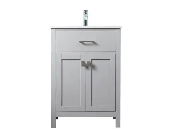 Dimensions
Length: 24"
Width: 19"
Height: 34"
Counter Top Length: 24"
Counter Top Width: 19"
Counter Top Height: 0.71"
Sink Width: 15.35"
Sink Depth: 10.24"
Sink Height: 8.25"
Sink Drain Hole Size: 1.77"
Faucet Hole Spacing: 1 Hole"
Specifications
Assembly Required: NO
Counter Top Edge Style: Straight
Counter Top Finish: Calacatta white
Distressed Finish: NO
Drain Assembly Included: NO
Faucet Included: NO
Finish (Color): Grey
Vanity Material: Solid Wood and MDF
Hardware Finish: brushed nickel
Harware Material: Aluminum alloy
Number of Faucet Holes: 1
Number of Sinks: 1
Product Shape: Rectangle
Product Type: Bathroom Vanities
Product Warranty: 1 year limited
Sink Mounting Type: Undermount
Vanity Backsplash: NO
Vanity Mounting Type: Free-Standing
Weight: 67
Wire Included: No
Wood Type: Rubberwood
Shipment type: Oversized Ground
US Shipping Cost: $129.00
Drawers
Drawers Included: NO
Number of Drawers: 0
False Drawers: YES
Cabinets
Number of Cabinets: 1
Cabinet Interior Width: 21.06
Cabinet Interior Depth: 17.24
Cabinet Interior Height: 27.83