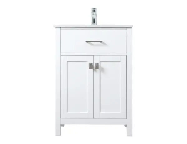 The Harrison vanity delivers sophisticated style in a space-saving 24-inch footprint. Engineered marble top, undermount sink, and soft-close cabinet doors combine modern aesthetics with practical functionality for smaller bathrooms.