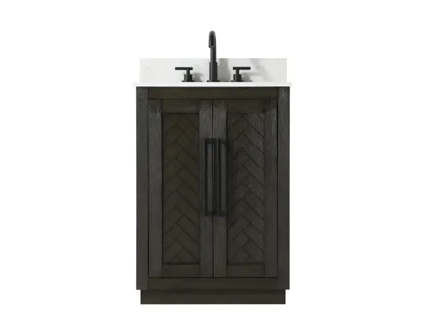 Dimensions
Length: 24"
Width: 19"
Height: 34"
Counter Top Length: 24"
Counter Top Width: 19"
Counter Top Height: 0.7"
Sink Width: 15.8"
Sink Depth: 10.9"
Sink Height: 8.25"
Sink Drain Hole Size: 1.77"
Faucet Hole Spacing: 8"3 Holes"
Specifications
Assembly Required: NO
Base Material: Solid wood and MDF
Counter Top Edge Style: Straight
Counter Top Finish: Marble white
Distressed Finish: YES
Drain Assembly Included: NO
Faucet Included: NO
Faucet Type: Widespread
Finish (Color): Chocolate Oak
Vanity Material: Solid Wood and MDF
Hardware Finish: Matte Black
Harware Material: Aluminum alloy
Number of Faucet Holes: 3
Number of Sinks: 1
Product Shape: Rectangle
Product Type: Bathroom Vanities
Product Warranty: 1 year limited
Sink Mounting Type: Undermount
Vanity Backsplash: NO
Vanity Mounting Type: Free-Standing
Weight: 78
Wire Included: No
Wood Type: Rubberwood
Shipment type: Oversized Ground
Drawers
Drawers Included: NO
Shelves
Number of Shelves: 1
Shelf Width: 19.7
Cabinets
Number of Cabinets: 1
Cabinet Interior Width: 19.7
Cabinet Interior Depth: 18.6
Cabinet Interior Height: 29.1