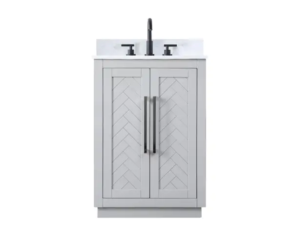 Dimensions
Length: 24"
Width: 19"
Height: 34"
Counter Top Length: 24"
Counter Top Width: 19"
Counter Top Height: 0.7"
Sink Width: 15.8"
Sink Depth: 10.9"
Sink Height: 8.25"
Sink Drain Hole Size: 1.77"
Faucet Hole Spacing: 8"3 Holes"
Specifications
Assembly Required: NO
Base Material: Solid wood and MDF
Counter Top Edge Style: Straight
Counter Top Finish: Marble white
Distressed Finish: NO
Drain Assembly Included: NO
Faucet Included: NO
Faucet Type: Widespread
Finish (Color): Grey
Vanity Material: Solid Wood and MDF
Hardware Finish: Matte Black
Harware Material: Aluminum alloy
Number of Faucet Holes: 3
Number of Sinks: 1
Product Shape: Rectangle
Product Type: Bathroom Vanities
Product Warranty: 1 year limited
Sink Mounting Type: Undermount
Vanity Backsplash: NO
Vanity Mounting Type: Free-Standing
Weight: 83
Wire Included: No
Wood Type: Rubberwood
Shipment type: Oversized Ground
Drawers
Drawers Included: NO
Shelves
Number of Shelves: 1
Shelf Width: 19.7
Cabinets
Number of Cabinets: 1
Cabinet Interior Width: 19.7
Cabinet Interior Depth: 18.6
Cabinet Interior Height: 29.1
