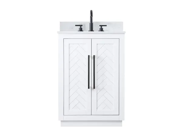 Dimensions
Length: 24"
Width: 19"
Height: 34"
Counter Top Length: 24"
Counter Top Width: 19"
Counter Top Height: 0.7"
Sink Width: 15.8"
Sink Depth: 10.9"
Sink Height: 8.25"
Sink Drain Hole Size: 1.77"
Faucet Hole Spacing: 8"3 Holes"
Specifications
Assembly Required: NO
Base Material: Solid wood and MDF
Counter Top Edge Style: Straight
Counter Top Finish: Marble white
Distressed Finish: NO
Drain Assembly Included: NO
Faucet Included: NO
Faucet Type: Widespread
Finish (Color): White
Vanity Material: Solid Wood and MDF
Hardware Finish: Matte Black
Harware Material: Aluminum alloy
Number of Faucet Holes: 3
Number of Sinks: 1
Product Shape: Rectangle
Product Type: Bathroom Vanities
Product Warranty: 1 year limited
Sink Mounting Type: Undermount
Vanity Backsplash: NO
Vanity Mounting Type: Free-Standing
Weight: 83
Wire Included: No
Wood Type: Rubberwood
Shipment type: Oversized Ground
Drawers
Drawers Included: NO
Shelves
Number of Shelves: 1
Shelf Width: 19.7
Cabinets
Number of Cabinets: 1
Cabinet Interior Width: 19.7
Cabinet Interior Depth: 18.6
Cabinet Interior Height: 29.1