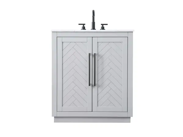 Dimensions
Length: 30"
Width: 19"
Height: 34"
Counter Top Length: 30"
Counter Top Width: 19"
Counter Top Height: 0.7"
Sink Width: 15.8"
Sink Depth: 10.9"
Sink Height: 8.25"
Sink Drain Hole Size: 1.77"
Faucet Hole Spacing: 8"3 Holes"
Specifications
Assembly Required: NO
Base Material: Solid wood and MDF
Counter Top Edge Style: Straight
Counter Top Finish: Marble white
Distressed Finish: NO
Drain Assembly Included: NO
Faucet Included: NO
Faucet Type: Widespread
Finish (Color): Grey
Vanity Material: Solid Wood and MDF
Hardware Finish: Matte Black
Harware Material: Aluminum alloy
Number of Faucet Holes: 3
Number of Sinks: 1
Product Shape: Rectangle
Product Type: Bathroom Vanities
Product Warranty: 1 year limited
Sink Mounting Type: Undermount
Vanity Backsplash: NO
Vanity Mounting Type: Free-Standing
Weight: 97
Wire Included: No
Wood Type: Rubberwood
Shipment type: Oversized Ground
US Shipping Cost: $142.00
Drawers
Drawers Included: NO
Shelves
Number of Shelves: 1
Shelf Width: 25.7
Cabinets
Number of Cabinets: 1
Cabinet Interior Width: 25.7
Cabinet Interior Depth: 18.6
Cabinet Interior Height: 29.1