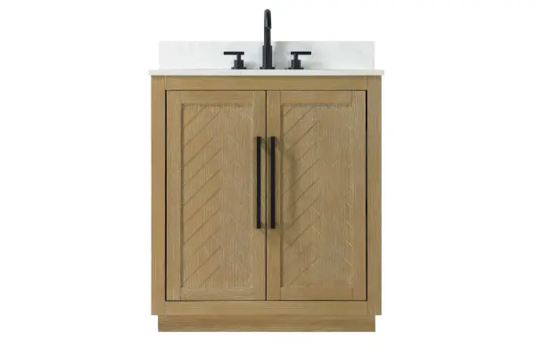 Dimensions
Length: 30"
Width: 19"
Height: 34"
Counter Top Length: 30"
Counter Top Width: 19"
Counter Top Height: 0.7"
Sink Width: 15.8"
Sink Depth: 10.9"
Sink Height: 8.25"
Sink Drain Hole Size: 1.77"
Faucet Hole Spacing: 8"3 Holes"
Specifications
Assembly Required: NO
Base Material: Solid wood and MDF
Counter Top Edge Style: Straight
Counter Top Finish: Marble white
Distressed Finish: YES
Drain Assembly Included: NO
Faucet Included: NO
Faucet Type: Widespread
Finish (Color): Linen Oak
Vanity Material: Solid Wood and MDF
Hardware Finish: Matte Black
Harware Material: Aluminum alloy
Number of Faucet Holes: 3
Number of Sinks: 1
Product Shape: Rectangle
Product Type: Bathroom Vanities
Product Warranty: 1 year limited
Sink Mounting Type: Undermount
Vanity Backsplash: NO
Vanity Mounting Type: Free-Standing
Weight: 91
Wire Included: No
Wood Type: Rubberwood
Shipment type: Oversized Ground
Drawers
Drawers Included: NO
Shelves
Number of Shelves: 1
Shelf Width: 25.7
Cabinets
Number of Cabinets: 1
Cabinet Interior Width: 25.7
Cabinet Interior Depth: 18.6
Cabinet Interior Height: 29.1