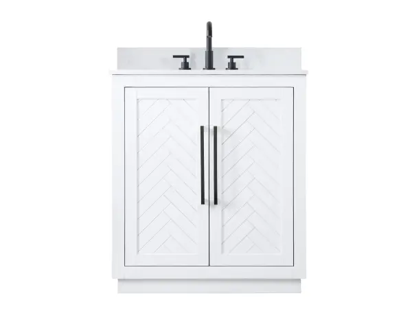 Dimensions
Length: 30"
Width: 19"
Height: 34"
Counter Top Length: 30"
Counter Top Width: 19"
Counter Top Height: 0.7"
Sink Width: 15.8"
Sink Depth: 10.9"
Sink Height: 8.25"
Sink Drain Hole Size: 1.77"
Faucet Hole Spacing: 8"3 Holes"
Specifications
Assembly Required: NO
Base Material: Solid wood and MDF
Counter Top Edge Style: Straight
Counter Top Finish: Marble white
Distressed Finish: NO
Drain Assembly Included: NO
Faucet Included: NO
Faucet Type: Widespread
Finish (Color): White
Vanity Material: Solid Wood and MDF
Hardware Finish: Matte Black
Harware Material: Aluminum alloy
Number of Faucet Holes: 3
Number of Sinks: 1
Product Shape: Rectangle
Product Type: Bathroom Vanities
Product Warranty: 1 year limited
Sink Mounting Type: Undermount
Vanity Backsplash: NO
Vanity Mounting Type: Free-Standing
Weight: 97
Wire Included: No
Wood Type: Rubberwood
Shipment type: Oversized Ground
Drawers
Drawers Included: NO
Shelves
Number of Shelves: 1
Shelf Width: 25.7
Cabinets
Number of Cabinets: 1
Cabinet Interior Width: 25.7
Cabinet Interior Depth: 18.6
Cabinet Interior Height: 29.1