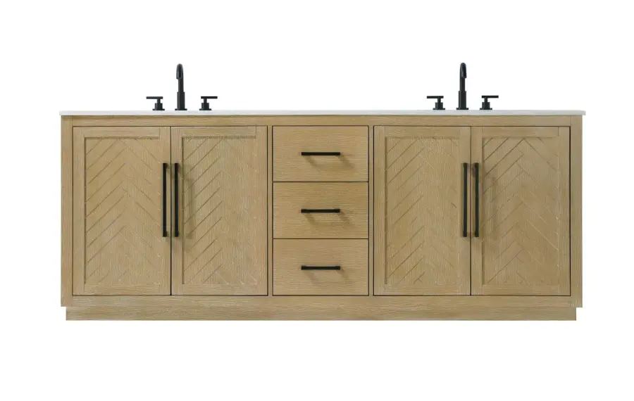 Chase 84" Double Bathroom Vanity in Linen Oak - Image 1