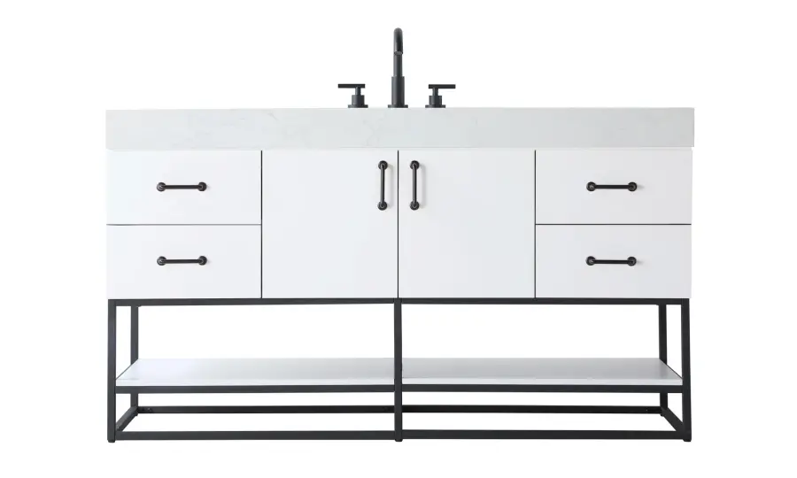 Caroline 60" Bathroom Vanity in White - Image 1