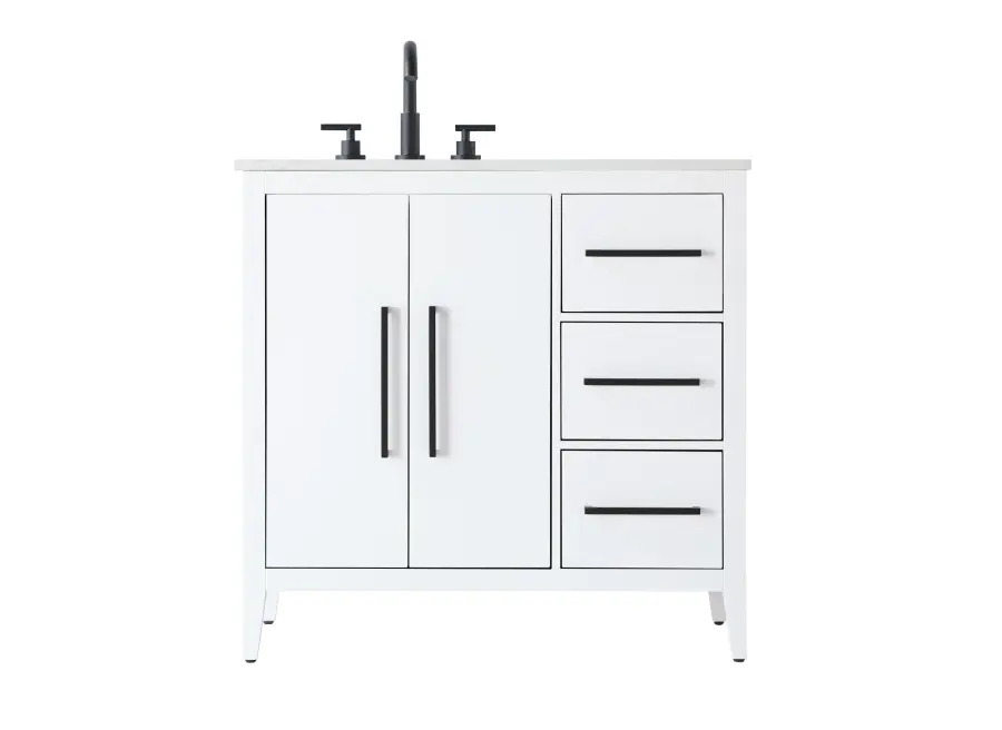Millie 36" Bathroom Vanity in White - Image 1