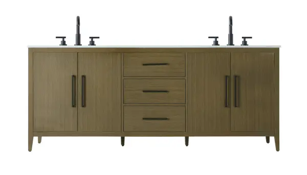 Dimensions
Length: 84"
Width: 21.5"
Height: 35"
Counter Top Length: 84"
Counter Top Width: 21.5"
Counter Top Height: 0.7"
Sink Width: 15.8"
Sink Depth: 10.9"
Sink Height: 6"
Sink Drain Hole Size: 1.77"
Faucet Hole Spacing: 8"3 Holes"
Specifications
Assembly Required: NO
Base Material: Solid wood and MDF
Counter Top Edge Style: Straight
Counter Top Finish: Marble white
Distressed Finish: NO
Drain Assembly Included: NO
Faucet Included: NO
Faucet Type: Widespread
Finish (Color): Chestnut Brown
Vanity Material: Solid Wood and MDF
Hardware Finish: Matte Black
Harware Material: Aluminum alloy
Number of Faucet Holes: 6
Number of Sinks: 2
Product Shape: Rectangle
Product Type: Bathroom Vanities
Product Warranty: 1 year limited
Sink Mounting Type: Undermount
Vanity Backsplash: NO
Vanity Mounting Type: Free-Standing
Weight: 302
Wire Included: No
Wood Type: Rubberwood
Shipment type: LTL
US Shipping Cost: $144.00
Drawers
Drawers Included: Yes
Number of Drawers: 3
False Drawers: NO
Drawer Width: 20.47
Drawer Depth: 14
Drawer Height: 8.07
Drawer Handle Designs: Bar pulls
Shelves
Number of Shelves: 2
Shelf Width: 29
Cabinets
Number of Cabinets: 2
Cabinet Interior Width: 29
Cabinet Interior Depth: 18
Cabinet Interior Height: 26.3