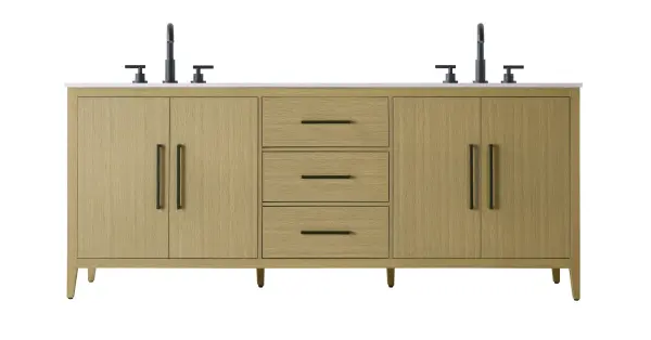 Dimensions
Length: 84"
Width: 21.5"
Height: 35"
Counter Top Length: 84"
Counter Top Width: 21.5"
Counter Top Height: 0.7"
Sink Width: 15.8"
Sink Depth: 10.9"
Sink Height: 6"
Sink Drain Hole Size: 1.77"
Faucet Hole Spacing: 8"3 Holes"
Specifications
Assembly Required: NO
Base Material: Solid wood and MDF
Counter Top Edge Style: Straight
Counter Top Finish: Marble white
Distressed Finish: NO
Drain Assembly Included: NO
Faucet Included: NO
Faucet Type: Widespread
Finish (Color): Honey Brown
Vanity Material: Solid Wood and MDF
Hardware Finish: Matte Black
Harware Material: Aluminum alloy
Number of Faucet Holes: 6
Number of Sinks: 2
Product Shape: Rectangle
Product Type: Bathroom Vanities
Product Warranty: 1 year limited
Sink Mounting Type: Undermount
Vanity Backsplash: NO
Vanity Mounting Type: Free-Standing
Weight: 302
Wire Included: No
Wood Type: Rubberwood
Shipment type: LTL
US Shipping Cost: $144.00
Drawers
Drawers Included: Yes
Number of Drawers: 3
False Drawers: NO
Drawer Width: 20.47
Drawer Depth: 14
Drawer Height: 8.07
Drawer Handle Designs: Bar pulls
Shelves
Number of Shelves: 2
Shelf Width: 29
Cabinets
Number of Cabinets: 2
Cabinet Interior Width: 29
Cabinet Interior Depth: 18
Cabinet Interior Height: 26.3