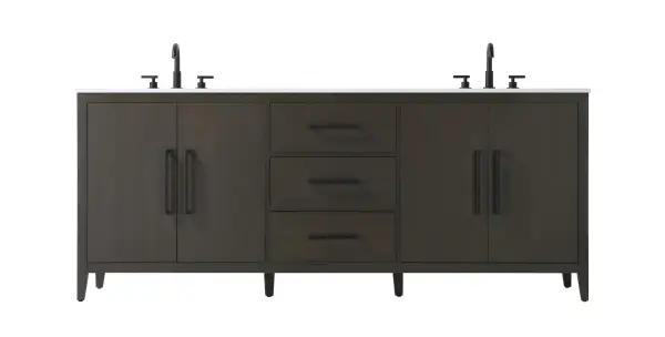 Dimensions
Length: 84"
Width: 21.5"
Height: 35"
Counter Top Length: 84"
Counter Top Width: 21.5"
Counter Top Height: 0.7"
Sink Width: 15.8"
Sink Depth: 10.9"
Sink Height: 6"
Sink Drain Hole Size: 1.77"
Faucet Hole Spacing: 8"3 Holes"
Specifications
Assembly Required: NO
Base Material: Solid wood and MDF
Counter Top Edge Style: Straight
Counter Top Finish: Marble white
Distressed Finish: NO
Drain Assembly Included: NO
Faucet Included: NO
Faucet Type: Widespread
Finish (Color): Mocha Brown
Vanity Material: Solid Wood and MDF
Hardware Finish: Matte Black
Harware Material: Aluminum alloy
Number of Faucet Holes: 6
Number of Sinks: 2
Product Shape: Rectangle
Product Type: Bathroom Vanities
Product Warranty: 1 year limited
Sink Mounting Type: Undermount
Vanity Backsplash: NO
Vanity Mounting Type: Free-Standing
Weight: 302
Wire Included: No
Wood Type: Rubberwood
Shipment type: LTL
US Shipping Cost: $144.00
Drawers
Drawers Included: Yes
Number of Drawers: 3
False Drawers: NO
Drawer Width: 20.47
Drawer Depth: 14
Drawer Height: 8.07
Drawer Handle Designs: Bar pulls
Shelves
Number of Shelves: 2
Shelf Width: 29
Cabinets
Number of Cabinets: 2
Cabinet Interior Width: 29
Cabinet Interior Depth: 18
Cabinet Interior Height: 26.3