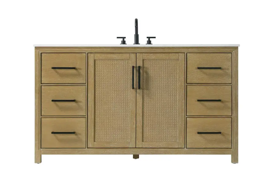 Alina 60" Bathroom Vanity in Linen Oak - Image 1