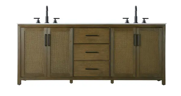 Alina 84" Double Bathroom Vanity in Hazel Oak - Image 1