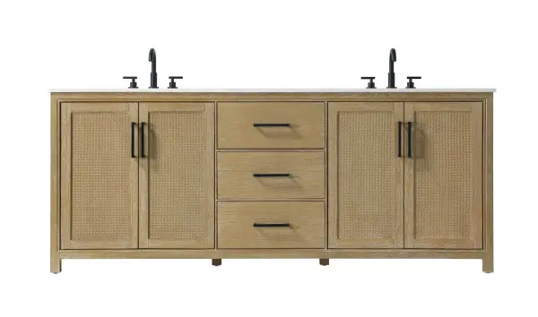 Alina 84" Double Bathroom Vanity in Linen Oak - Image 1