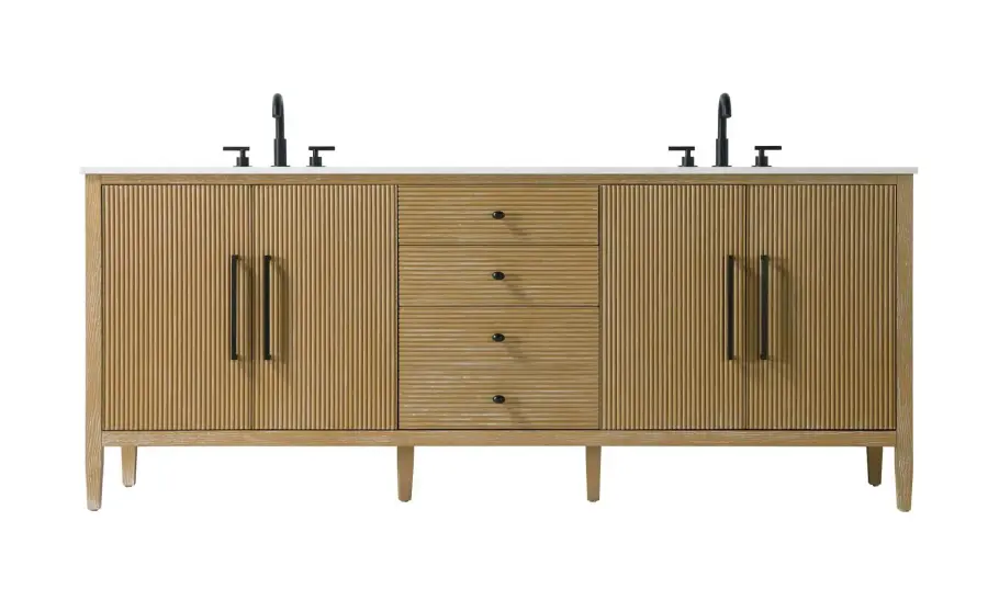 Blakely 84" Double Bathroom Vanity in Linen Oak - Image 1