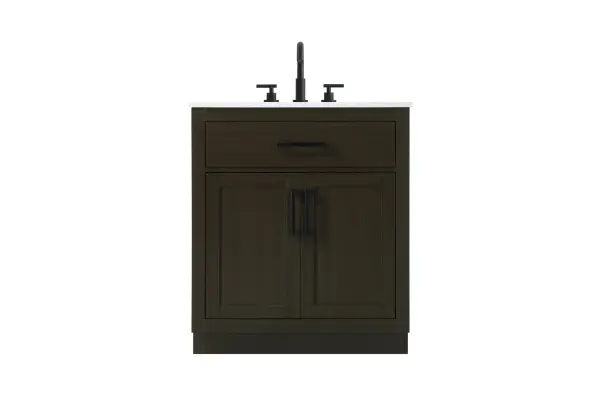 Dimensions
Length: 30"
Width: 22"
Height: 35"
Counter Top Length: 30"
Counter Top Width: 22"
Counter Top Height: 0.75"
Sink Width: 17.25"
Sink Depth: 11.5"
Sink Height: 7"
Sink Drain Hole Size: 1.75"
Faucet Hole Spacing: 8"3 Holes"
Specifications
Assembly Required: No
Base Material: Solid wood and MDF
Counter Top Edge Style: straight
Counter Top Finish: marble white
Distressed Finish: No
Drain Assembly Included: No
Faucet Included: No
Faucet Type: Widespread
Finish (Color): Mocha Brown
Vanity Material: Solid Wood and MDF
Hardware Finish: black
Harware Material: Aluminum alloy
Number of Faucet Holes: 3
Number of Sinks: 1
Product Shape: Rectangle
Product Type: Bathroom Vanities
Product Warranty: 1 year limited
Sink Mounting Type: Undermount
Vanity Backsplash: NO
Vanity Mounting Type: Free-Standing
115
Wire Included: No
Wood Type: Rubber wood
Shipment type: Oversized Ground
US Shipping Cost: $144.00
Drawers
Drawers Included: yes
Number of Drawers: 1
False Drawers: no
Drawer Width: 25
Drawer Depth: 4.5
Drawer Height: 6
Drawer Handle Designs: Bar pulls
Shelves
Number of Shelves: 1
Shelf Width: 25
Cabinets
Number of Cabinets: 1
Cabinet Interior Width: 25
Cabinet Interior Depth: 17
Cabinet Interior Height: 20