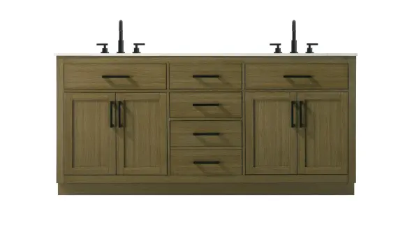 Dimensions
Length: 72"
Width: 22"
Height: 35"
Counter Top Length: 72"
Counter Top Width: 22"
Counter Top Height: 0.75"
Sink Width: 17.25"
Sink Depth: 11.5"
Sink Height: 7"
Sink Drain Hole Size: 1.75"
Faucet Hole Spacing: 8"3 Holes"
Specifications
Assembly Required: No
Base Material: Solid wood and MDF
Counter Top Edge Style: straight
Counter Top Finish: marble white
Distressed Finish: No
Drain Assembly Included: No
Faucet Included: No
Faucet Type: Widespread
Finish (Color): Chestnut Brown
Vanity Material: Solid Wood and MDF
Hardware Finish: black
Harware Material: Aluminum alloy
Number of Faucet Holes: 6
Number of Sinks: 2
Product Shape: Rectangle
Product Type: Bathroom Vanities
Product Warranty: 1 year limited
Sink Mounting Type: Undermount
Vanity Backsplash: NO
Vanity Mounting Type: Free-Standing
330
Wire Included: No
Wood Type: Rubber wood
Shipment type: LTL
US Shipping Cost: $317.00
Drawers
Drawers Included: yes
Number of Drawers: 5
False Drawers: no
Drawer Width: dw1:26.25 dw2:13 dw3:13 dw4:13
Drawer Depth: dw1:4.5 dw2:15 dw3:15 dw4:15
Drawer Height: dw1:6 dw2:6 dw3:6 dw4:13
Drawer Handle Designs: Bar pulls
Shelves
Number of Shelves: 2
Shelf Width: 26
Cabinets
Number of Cabinets: 2
Cabinet Interior Width: 26
Cabinet Interior Depth: 17
Cabinet Interior Height: 20
