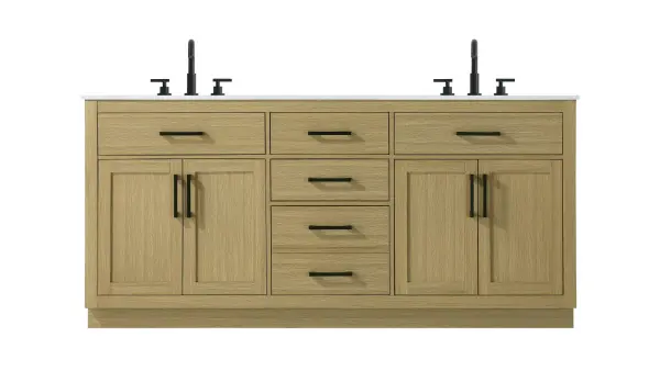 Dimensions
Length: 72"
Width: 22"
Height: 35"
Counter Top Length: 72"
Counter Top Width: 22"
Counter Top Height: 0.75"
Sink Width: 17.25"
Sink Depth: 11.5"
Sink Height: 7"
Sink Drain Hole Size: 1.75"
Faucet Hole Spacing: 8"3 Holes"
Specifications
Assembly Required: No
Base Material: Solid wood and MDF
Counter Top Edge Style: straight
Counter Top Finish: marble white
Distressed Finish: No
Drain Assembly Included: No
Faucet Included: No
Faucet Type: Widespread
Finish (Color): Honey Brown
Vanity Material: Solid Wood and MDF
Hardware Finish: black
Harware Material: Aluminum alloy
Number of Faucet Holes: 6
Number of Sinks: 2
Product Shape: Rectangle
Product Type: Bathroom Vanities
Product Warranty: 1 year limited
Sink Mounting Type: Undermount
Vanity Backsplash: NO
Vanity Mounting Type: Free-Standing
330
Wire Included: No
Wood Type: Rubber wood
Shipment type: LTL
US Shipping Cost: $317.00
Drawers
Drawers Included: yes
Number of Drawers: 5
False Drawers: no
Drawer Width: dw1:26.25 dw2:13 dw3:13 dw4:13
Drawer Depth: dw1:4.5 dw2:15 dw3:15 dw4:15
Drawer Height: dw1:6 dw2:6 dw3:6 dw4:13
Drawer Handle Designs: Bar pulls
Shelves
Number of Shelves: 2
Shelf Width: 26
Cabinets
Number of Cabinets: 2
Cabinet Interior Width: 26
Cabinet Interior Depth: 17
Cabinet Interior Height: 20