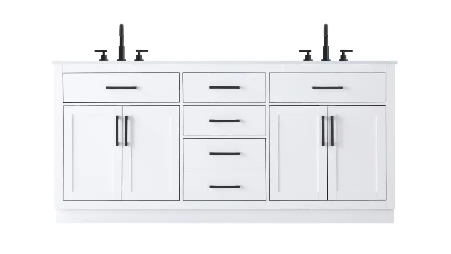 Alden 72" Double Bathroom Vanity in White - Image 1
