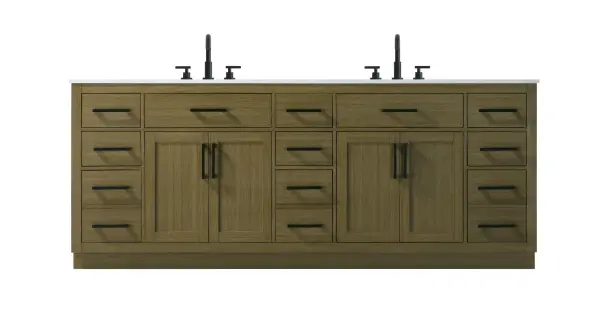 Dimensions
Length: 84"
Width: 22"
Height: 35"
Counter Top Length: 84"
Counter Top Width: 22"
Counter Top Height: 0.75"
Sink Width: 17.25"
Sink Depth: 11.5"
Sink Height: 7"
Sink Drain Hole Size: 1.75"
Faucet Hole Spacing: 8"3 Holes"
Specifications
Assembly Required: No
Base Material: Solid wood and MDF
Counter Top Edge Style: straight
Counter Top Finish: marble white
Distressed Finish: No
Drain Assembly Included: No
Faucet Included: No
Faucet Type: Widespread
Finish (Color): Chestnut Brown
Vanity Material: Solid Wood and MDF
Hardware Finish: black
Harware Material: Aluminum alloy
Number of Faucet Holes: 6
Number of Sinks: 2
Product Shape: Rectangle
Product Type: Bathroom Vanities
Product Warranty: 1 year limited
Sink Mounting Type: Undermount
Vanity Backsplash: NO
Vanity Mounting Type: Free-Standing
Weight: 398
Wire Included: No
Wood Type: Rubber wood
Shipment type: LTL
US Shipping Cost: $142.00
Drawers
Drawers Included: yes
Number of Drawers: 11
False Drawers: no
Drawer Width: dw1:10.75 dw2:21.75 dw3:10.75 dw4:10.75
Drawer Depth: dw1:15 dw2:4.5 dw3:15 dw4:15
Drawer Height: dw1:6 dw2:6 dw3:6 dw4:13
Drawer Handle Designs: Bar pulls
Shelves
Number of Shelves: 2
Shelf Width: 21.5
Cabinets
Number of Cabinets: 2
Cabinet Interior Width: 21.5
Cabinet Interior Depth: 17
Cabinet Interior Height: 20