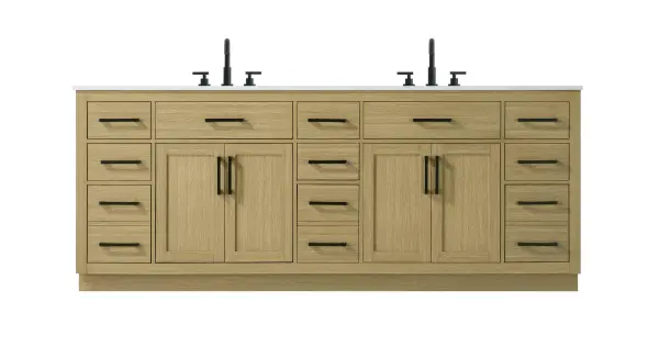 Dimensions
Length: 84"
Width: 22"
Height: 35"
Counter Top Length: 84"
Counter Top Width: 22"
Counter Top Height: 0.75"
Sink Width: 17.25"
Sink Depth: 11.5"
Sink Height: 7"
Sink Drain Hole Size: 1.75"
Faucet Hole Spacing: 8"3 Holes"
Specifications
Assembly Required: No
Base Material: Solid wood and MDF
Counter Top Edge Style: straight
Counter Top Finish: marble white
Distressed Finish: No
Drain Assembly Included: No
Faucet Included: No
Faucet Type: Widespread
Finish (Color): Honey Brown
Vanity Material: Solid Wood and MDF
Hardware Finish: black
Harware Material: Aluminum alloy
Number of Faucet Holes: 6
Number of Sinks: 2
Product Shape: Rectangle
Product Type: Bathroom Vanities
Product Warranty: 1 year limited
Sink Mounting Type: Undermount
Vanity Backsplash: NO
Vanity Mounting Type: Free-Standing
Weight: 398
Wire Included: No
Wood Type: Rubber wood
Shipment type: LTL
US Shipping Cost: $142.00
Drawers
Drawers Included: yes
Number of Drawers: 11
False Drawers: no
Drawer Width: dw1:10.75 dw2:21.75 dw3:10.75 dw4:10.75
Drawer Depth: dw1:15 dw2:4.5 dw3:15 dw4:15
Drawer Height: dw1:6 dw2:6 dw3:6 dw4:13
Drawer Handle Designs: Bar pulls
Shelves
Number of Shelves: 2
Shelf Width: 21.5
Cabinets
Number of Cabinets: 2
Cabinet Interior Width: 21.5
Cabinet Interior Depth: 17
Cabinet Interior Height: 20