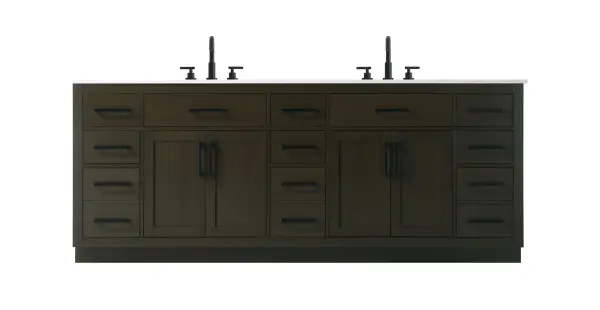 Dimensions
Length: 84"
Width: 22"
Height: 35"
Counter Top Length: 84"
Counter Top Width: 22"
Counter Top Height: 0.75"
Sink Width: 17.25"
Sink Depth: 11.5"
Sink Height: 7"
Sink Drain Hole Size: 1.75"
Faucet Hole Spacing: 8"3 Holes"
Specifications
Assembly Required: No
Base Material: Solid wood and MDF
Counter Top Edge Style: straight
Counter Top Finish: marble white
Distressed Finish: No
Drain Assembly Included: No
Faucet Included: No
Faucet Type: Widespread
Finish (Color): Mocha Brown
Vanity Material: Solid Wood and MDF
Hardware Finish: black
Harware Material: Aluminum alloy
Number of Faucet Holes: 6
Number of Sinks: 2
Product Shape: Rectangle
Product Type: Bathroom Vanities
Product Warranty: 1 year limited
Sink Mounting Type: Undermount
Vanity Backsplash: NO
Vanity Mounting Type: Free-Standing
Weight: 398
Wire Included: No
Wood Type: Rubber wood
Shipment type: LTL
US Shipping Cost: $142.00
Drawers
Drawers Included: yes
Number of Drawers: 11
False Drawers: no
Drawer Width: dw1:10.75 dw2:21.75 dw3:10.75 dw4:10.75
Drawer Depth: dw1:15 dw2:4.5 dw3:15 dw4:15
Drawer Height: dw1:6 dw2:6 dw3:6 dw4:13
Drawer Handle Designs: Bar pulls
Shelves
Number of Shelves: 2
Shelf Width: 21.5
Cabinets
Number of Cabinets: 2
Cabinet Interior Width: 21.5
Cabinet Interior Depth: 17
Cabinet Interior Height: 20