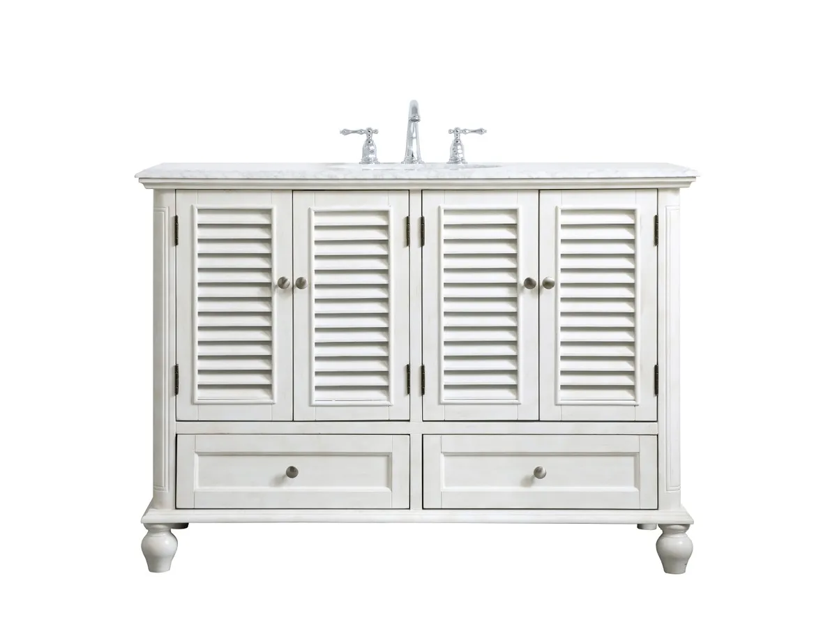 Rhodes Single Bathroom Vanity in antique white