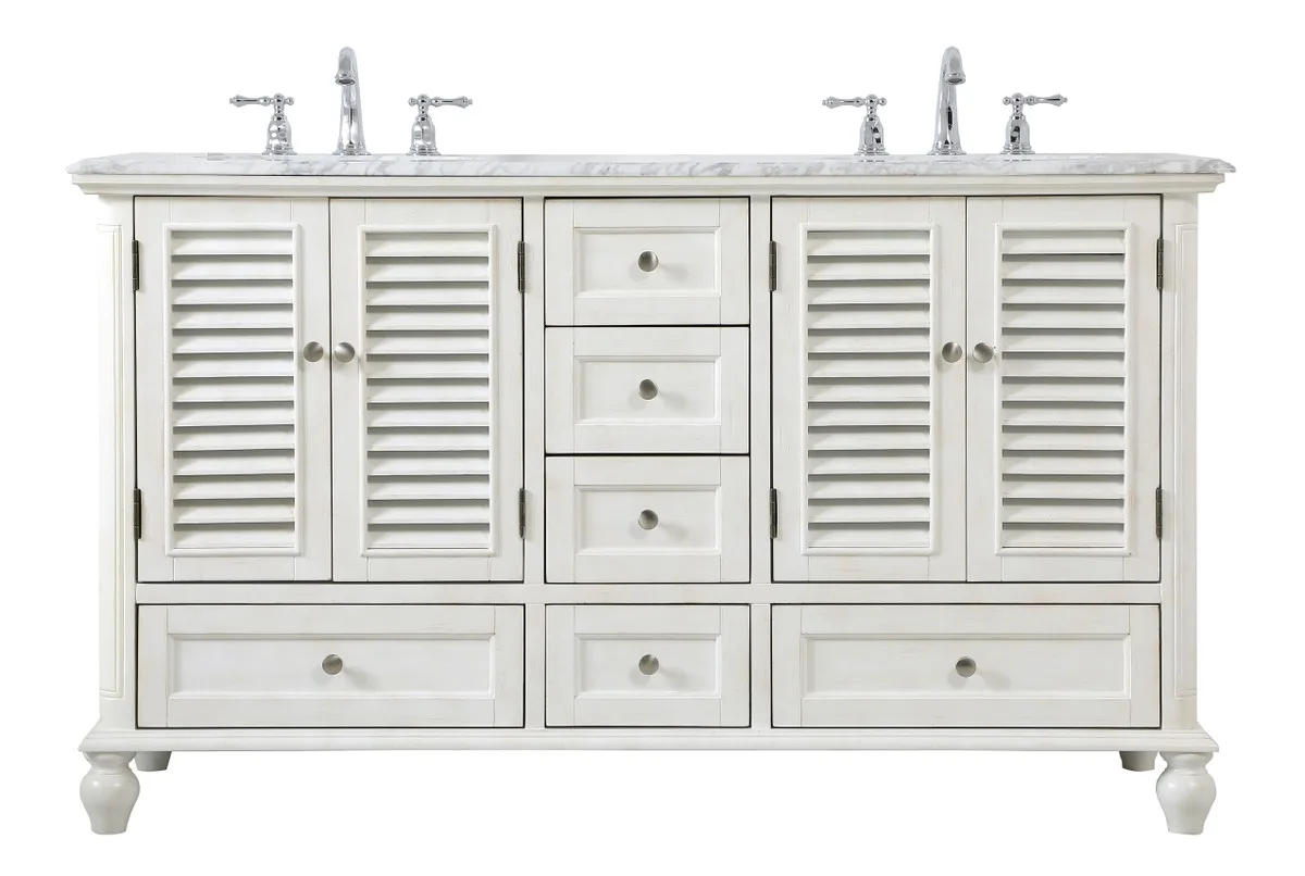 Rhodes Double Bathroom Vanity in antique white