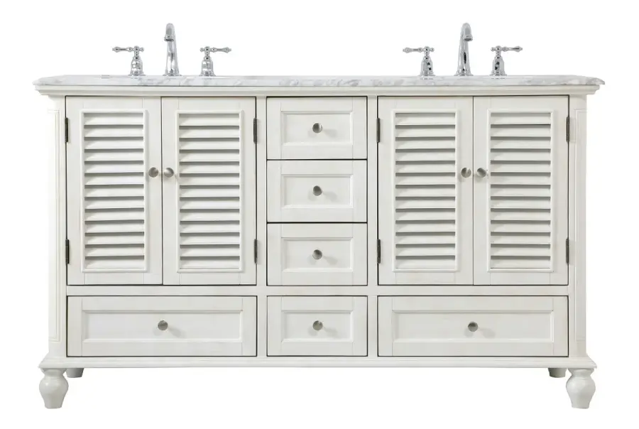 Rhodes 60" Double Vanity in Antique White