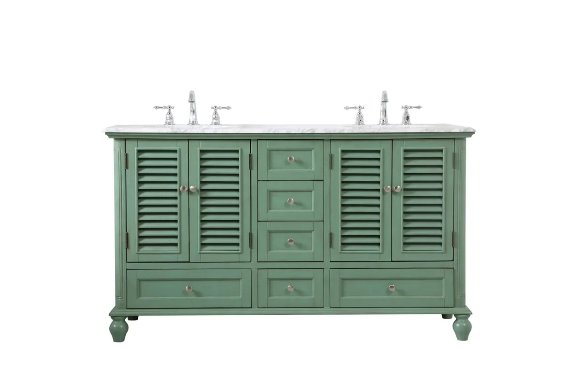 Rhodes Double Bathroom Vanity in vintage mint