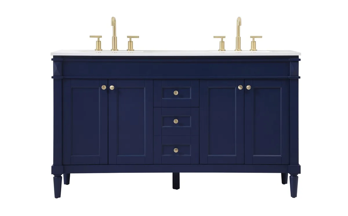 Bennett 60" Double Bathroom Vanity in Blue