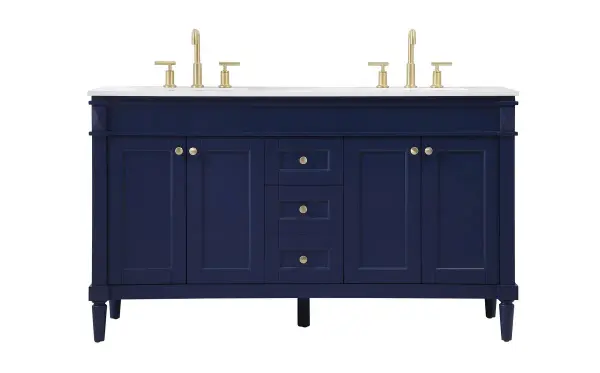 The Bennett vanity combines classic shaker styling with practical storage solutions. Hand-painted blue finish and engineered marble top create a fresh, coastal-inspired look perfect for modern bathrooms.