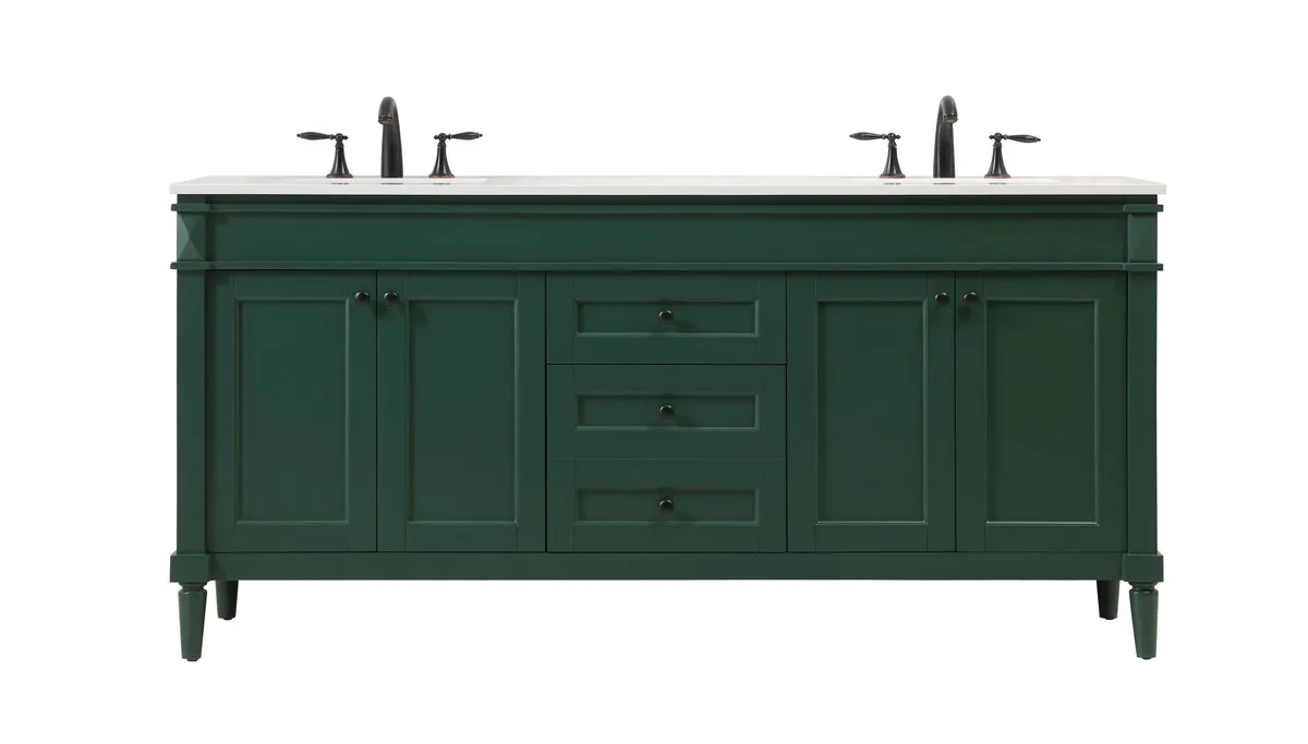 Bennett 72" Double Bathroom Vanity in Green