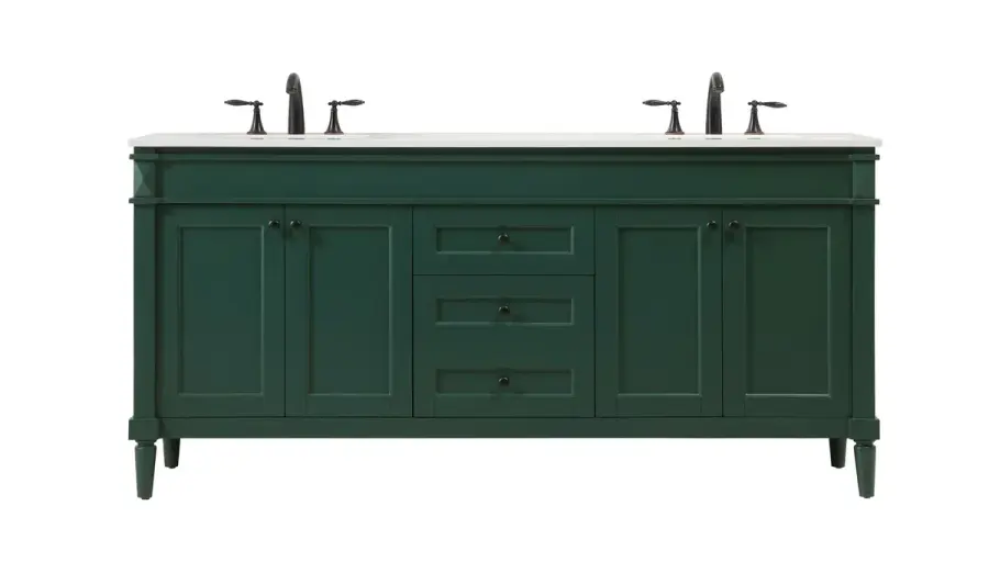 Bennett 72" Double Bathroom Vanity in Green