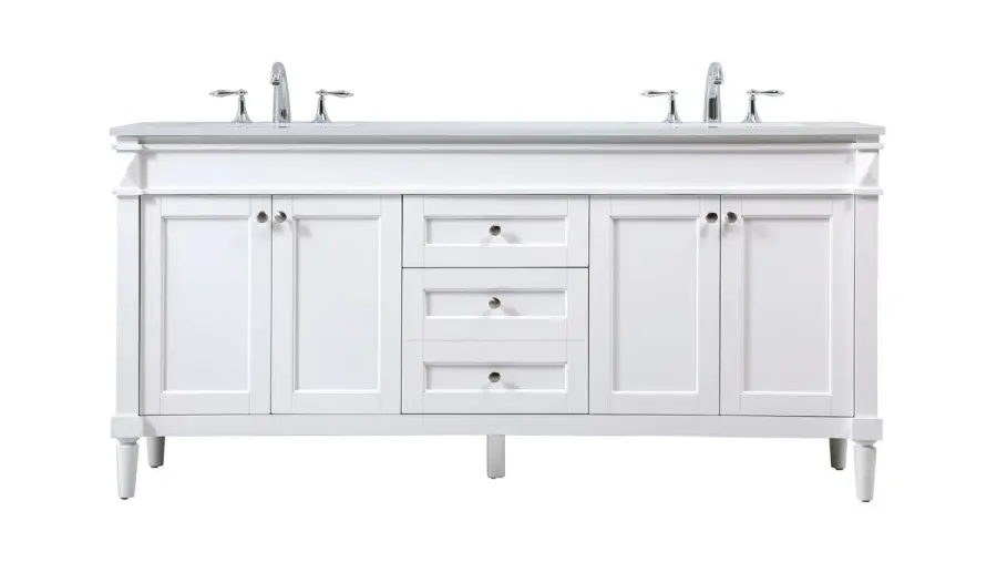 Bennett 72" Double Bathroom Vanity in White