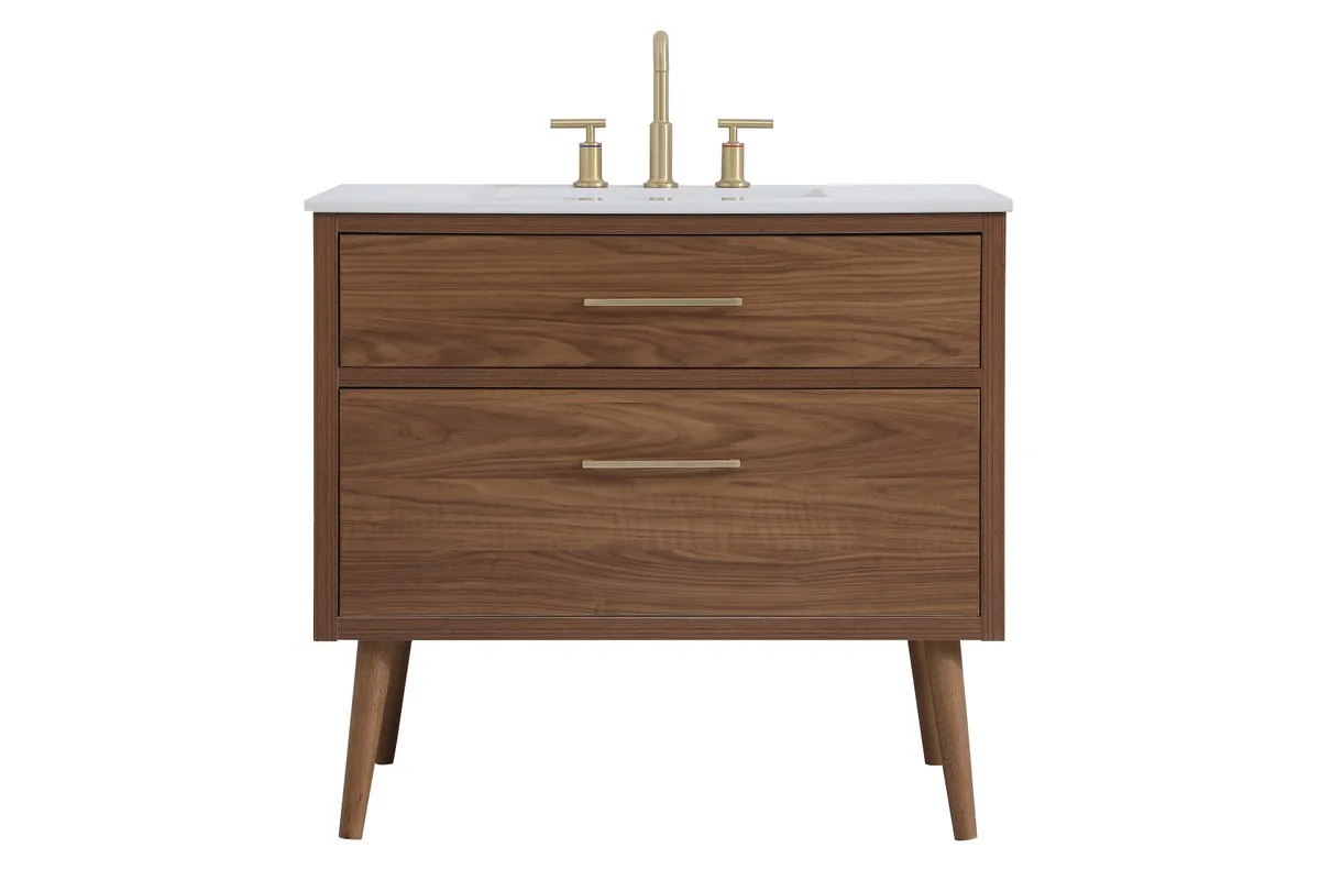 Boise 36" Bathroom Vanity in Walnut Brown