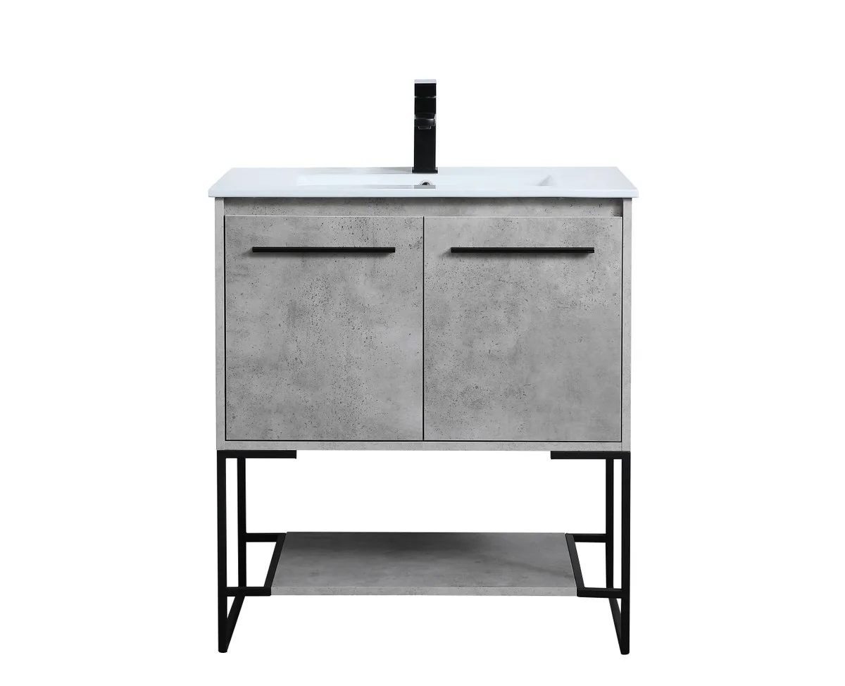 Gerard Single Bathroom Vanity in Concrete Grey