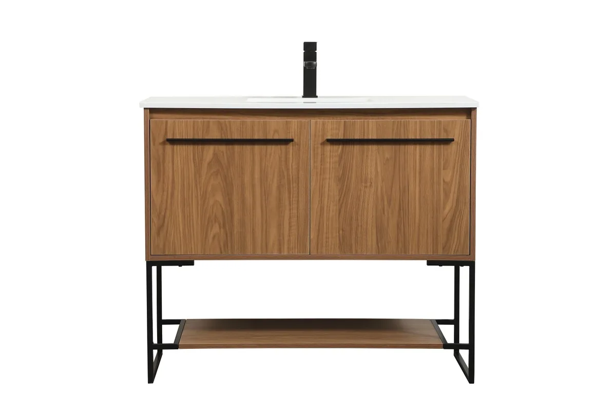 Sloane Single Bathroom Vanity in Walnut Brown