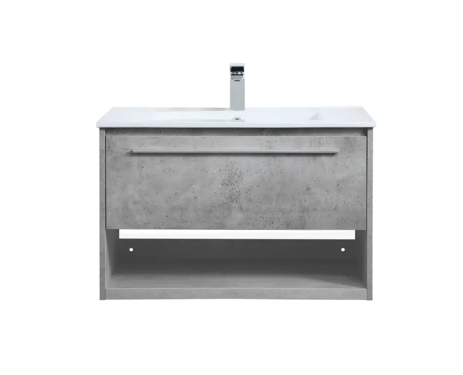 Kasper 30" Single Bathroom Floating Vanity in Concrete Grey
