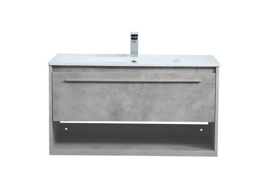 Kasper 36" Single Floating Bathroom Vanity in Concrete Grey