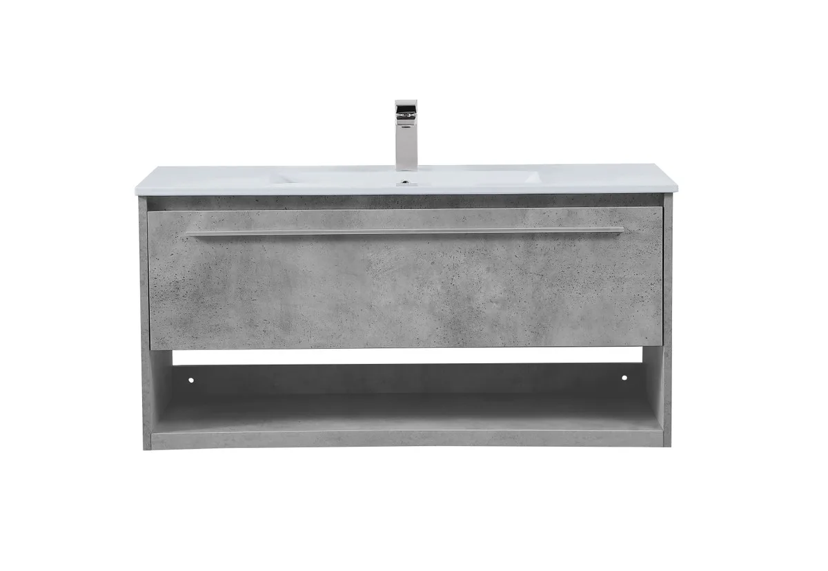 Kasper Single Bathroom Floating Vanity in Concrete Grey