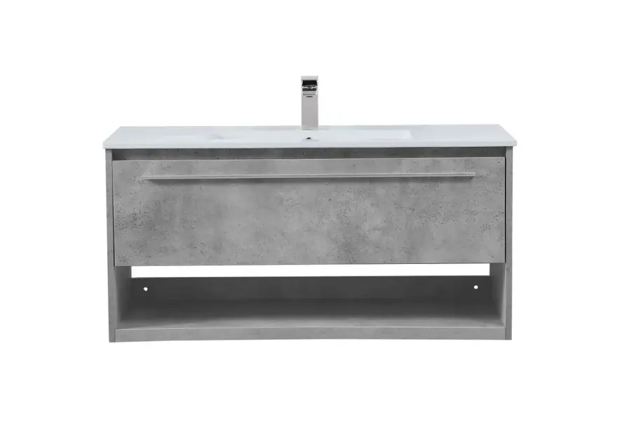 Kasper 40" Single Bathroom Floating Vanity in Concrete Grey
