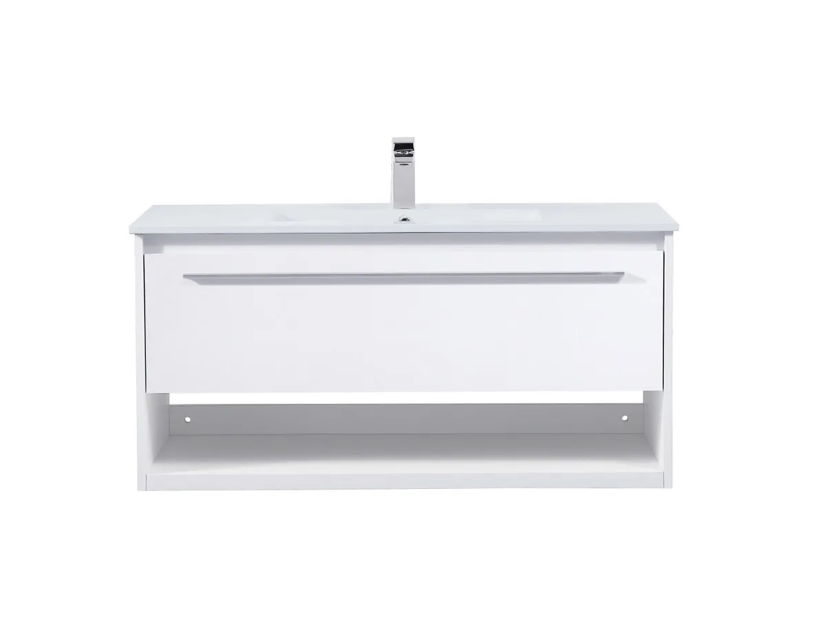 Kasper Single Bathroom Floating Vanity in White