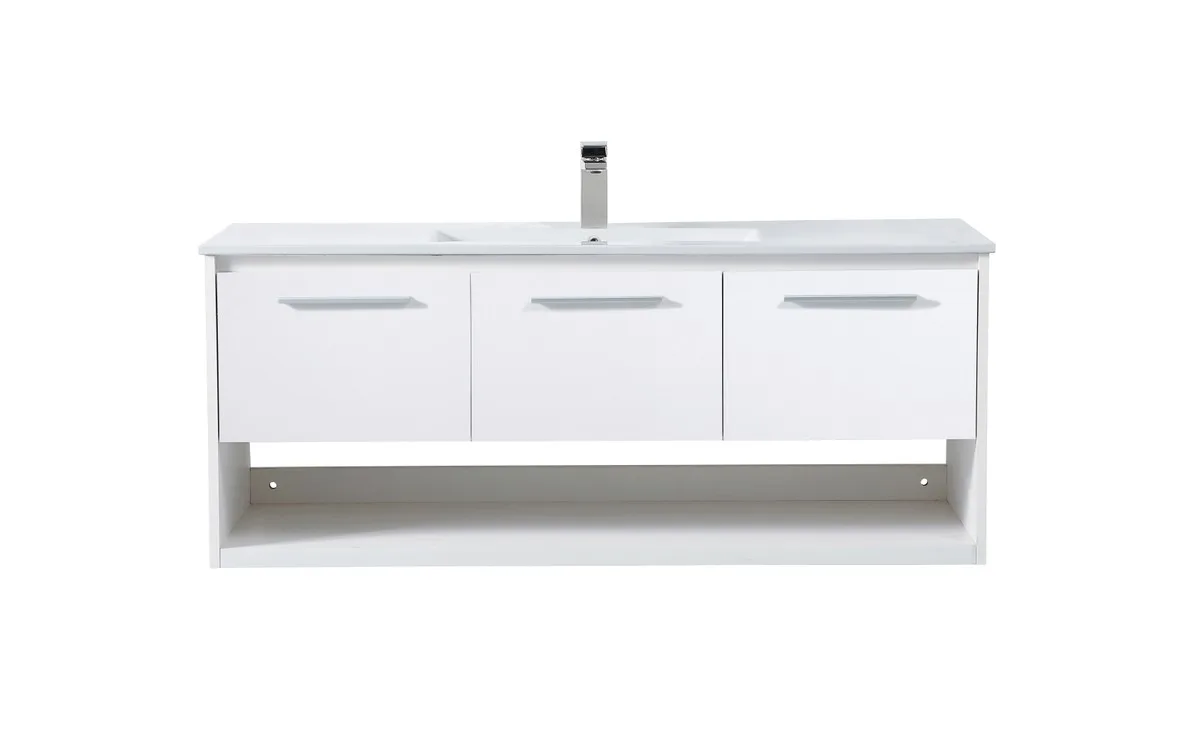 Kasper Single Bathroom Floating Vanity in White